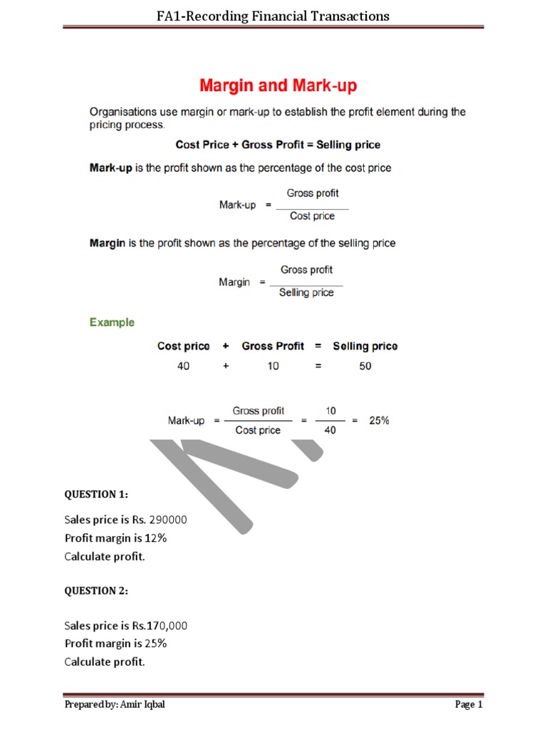 Profit Margin and Markup Calculations | PDF | Business