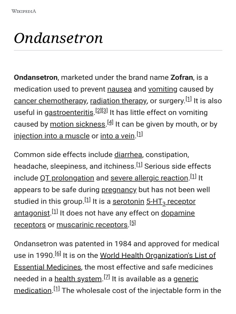 Ondansetron Wikipedia Pharmacy Drugs