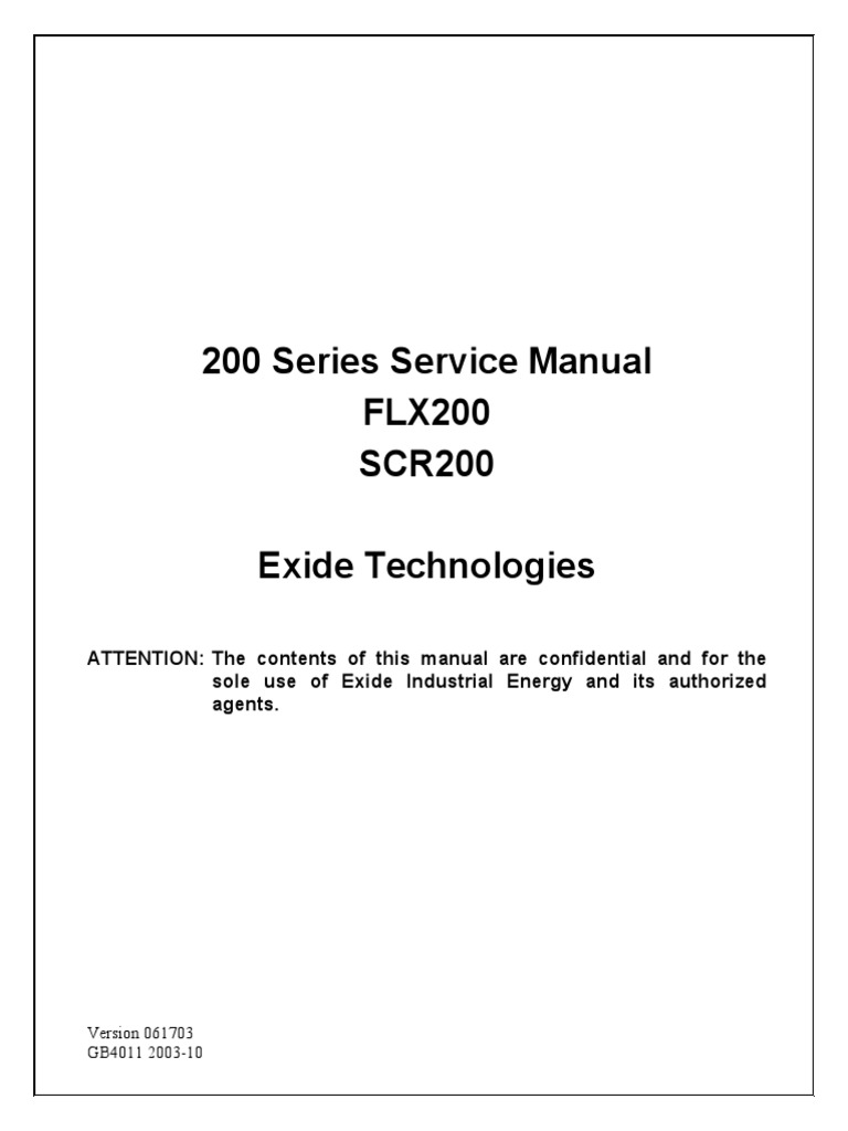 200 Series Service Manual FLX200 & SCR200 | PDF | Battery Charger | Mains  Electricity