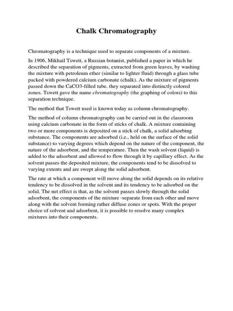 Chalk Chromatography Explained | PDF