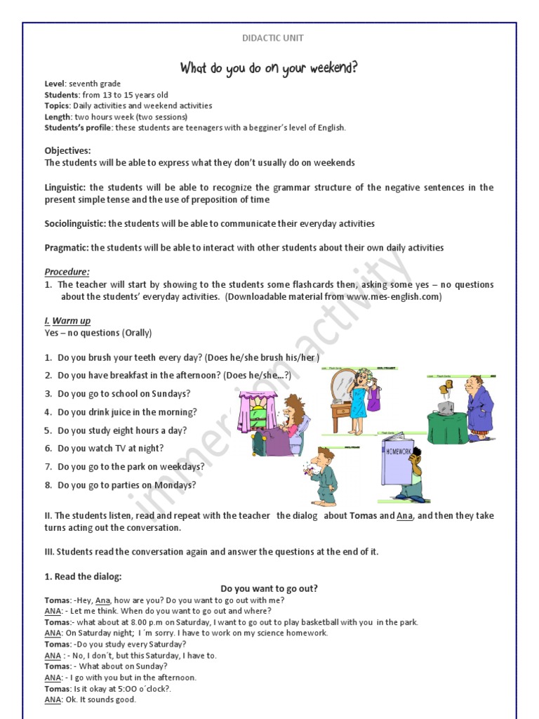 Didactic Unit Simple Present Tense Review | PDF | Workweek And Weekend ...