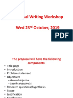 Proposal Writing Workshop, October, 2019