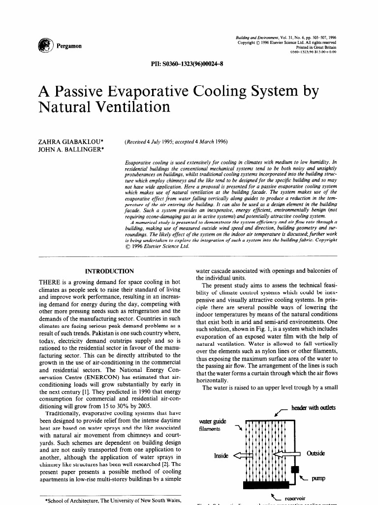 A Passive Evaporative Cooling System by Natural Ventilation | PDF ...