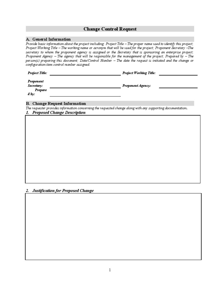 Change Control Request Template | PDF