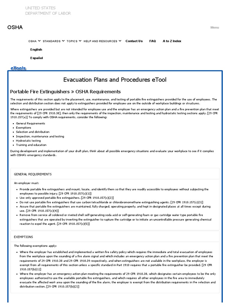 Emergency Standards Portable Fire Extinguishers OSHA Requirements