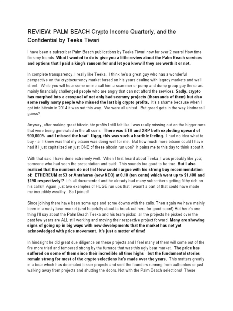 My Review of Teeka Tiwari | PDF | Cryptocurrency | Expert