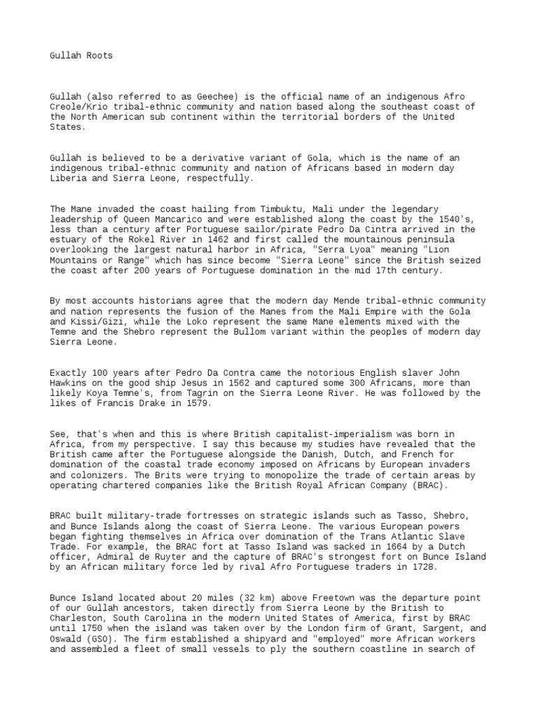 Gullah Roots Primer PDF British Empire Ethnic Groups