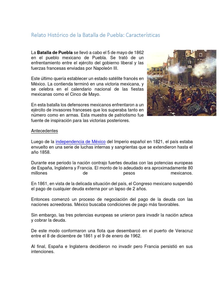 Relato Histórico de La Batalla de Puebla | PDF | Conflicto violento | Guerra