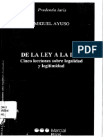 De La Ley A La Ley. Cinco Lecciones Sobre Legalidad y Legitimidad - Miguel Ayuso (V) PDF