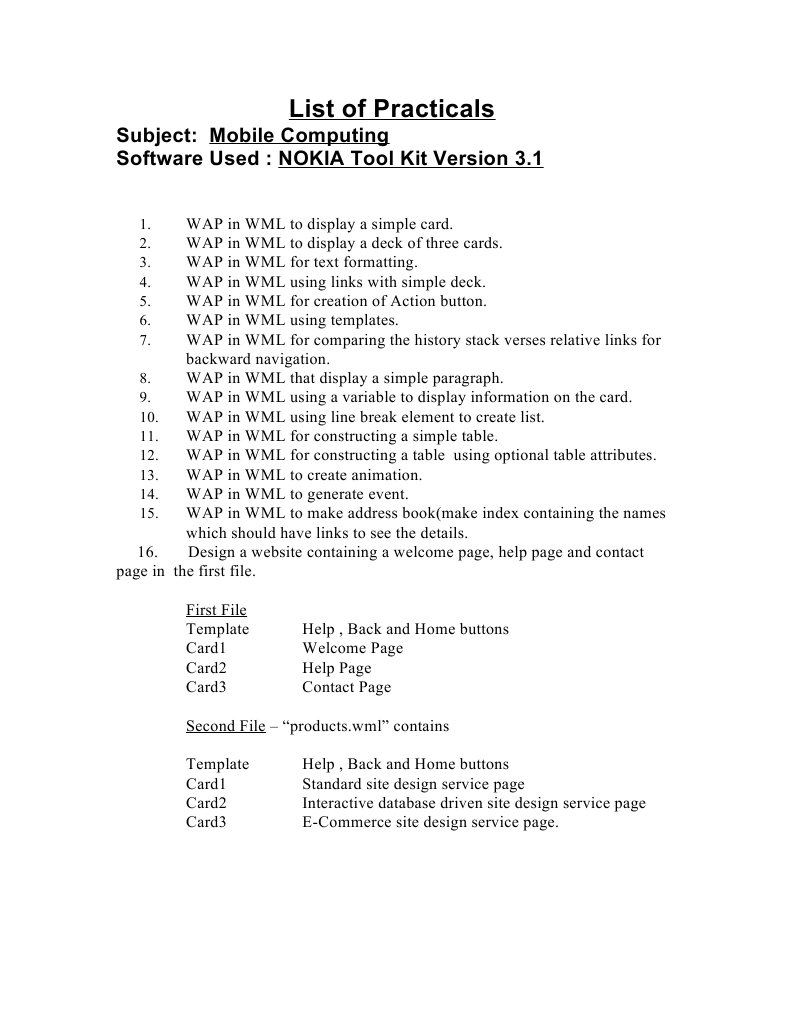 Mobile Computing WAP Practical Exercises | PDF | Computers | Technology ...