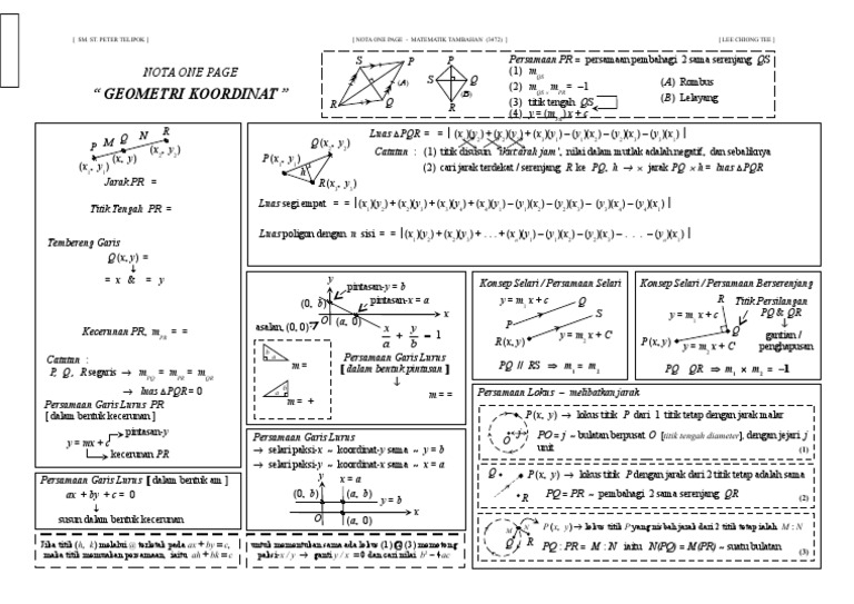 Nota One Page Geometri Koordinat Pdf