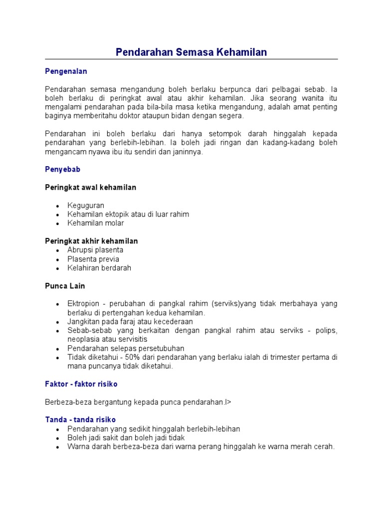 Pendarahan Semasa Kehamilan Pdf
