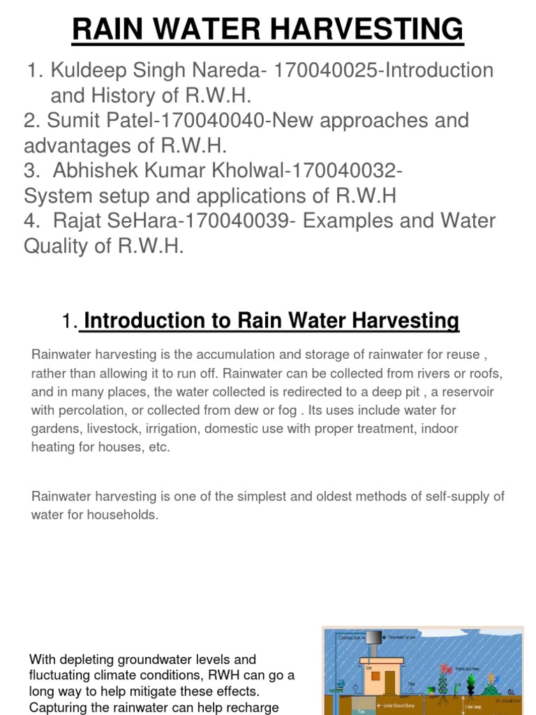 Rainwater Harvesting | PDF | Drinking Water | Water Management