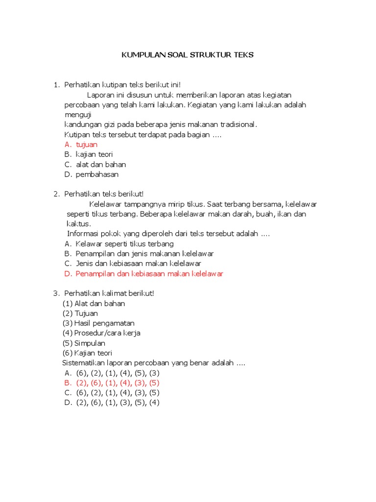 Soal Struktur Teks Pdf