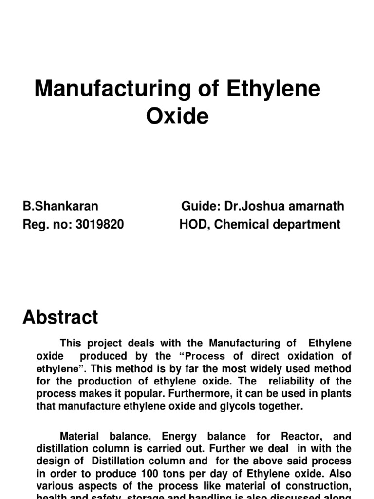Ethylene Oxide Manufacturing Process | PDF | Oxygen | Ethylene