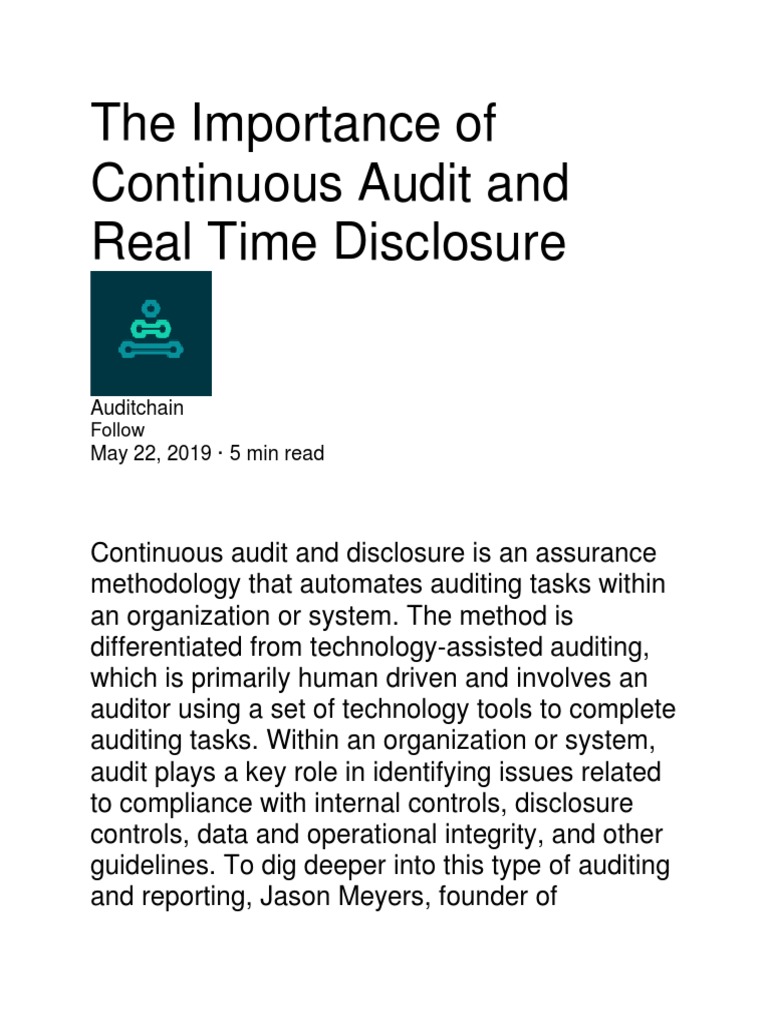 Continuous Audit & Real-Time Reporting | PDF | Certified Public ...