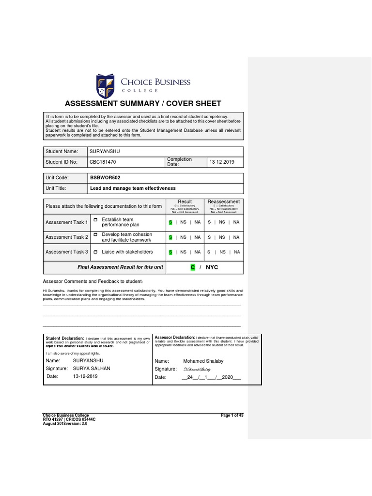 BSBWOR502 - Assessment Tasks Workbook | PDF | E Commerce | Brand