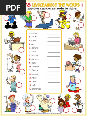 occupations vocabulary esl unscramble the words worksheets for kids pdf pdf copyright law law