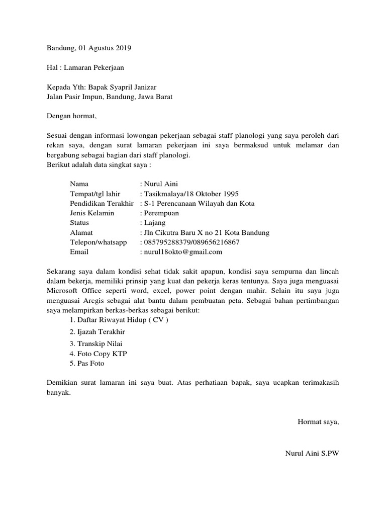 Download 70+ Contoh Surat Surat Lamaran Kerja Excel Terbaik Dan Terbaru
