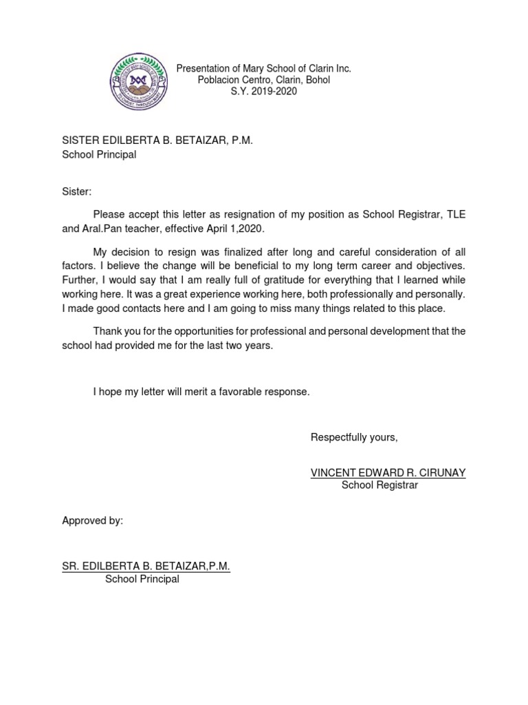 Resignation Letter | PDF