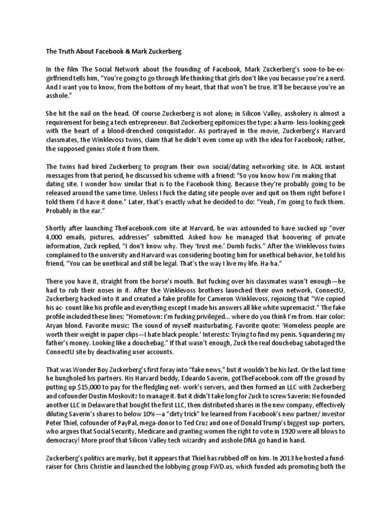 The Truth About Facebook Mark Zuckerberg Pdf Mark Zuckerberg