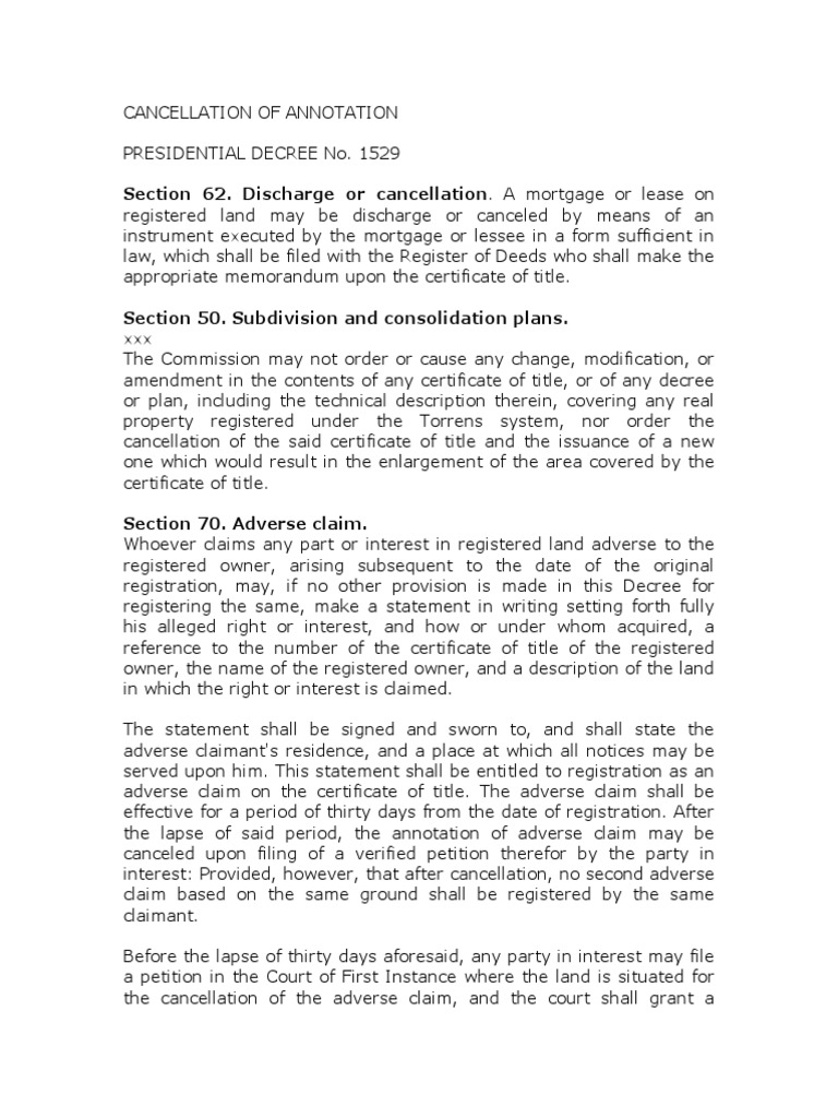 Cancellation of Land Title Annotations | PDF | Deed | Mortgage Law