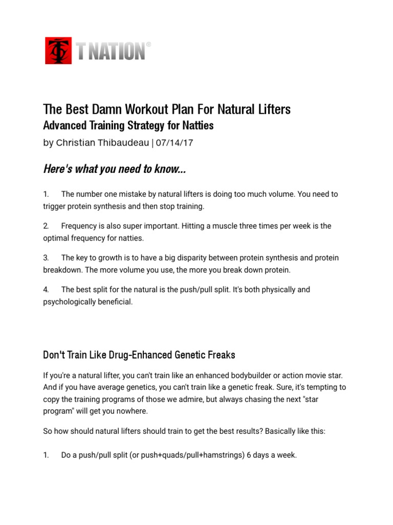 The Best Damn Workout Plan For Natural Lifters T Nation PDF