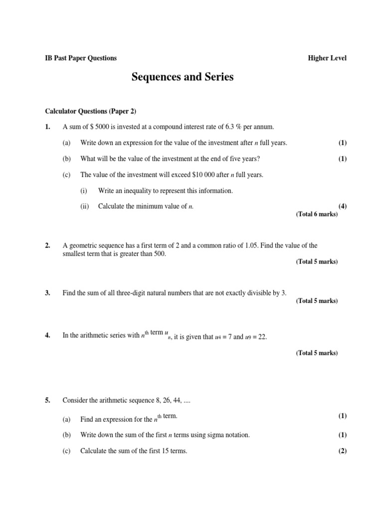 IBPPQ HL Seq Series | PDF | Summation | Sequence