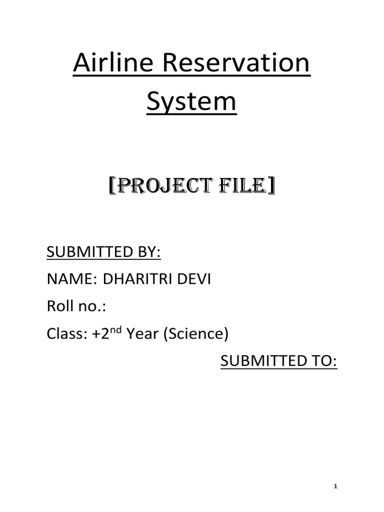 Airline Reservation System Project | PDF | Application Software ...