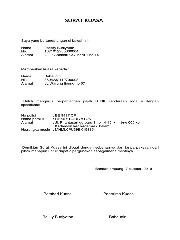 Surat Kuasa Pengambilan NPWP | PDF