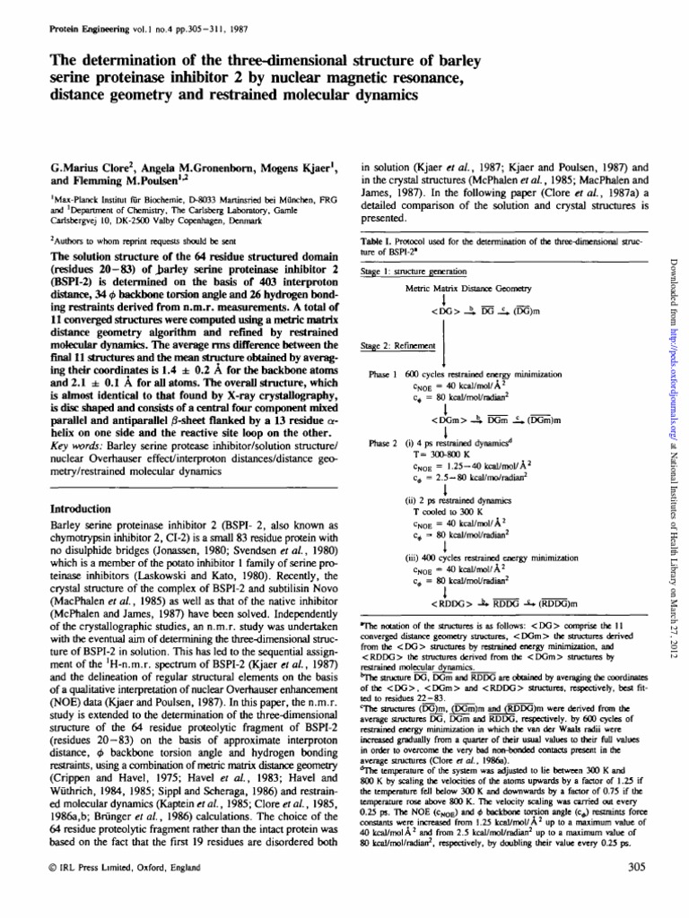 Research Paper Biomolecular Structure Molecular Dynamics