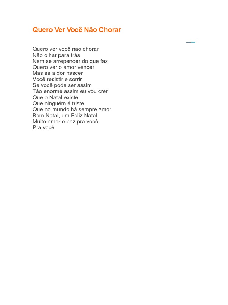 Quero Ver Você Não Chorar | PDF