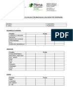 Hoja de Registro de Evaluación Individual en Atención Temprana