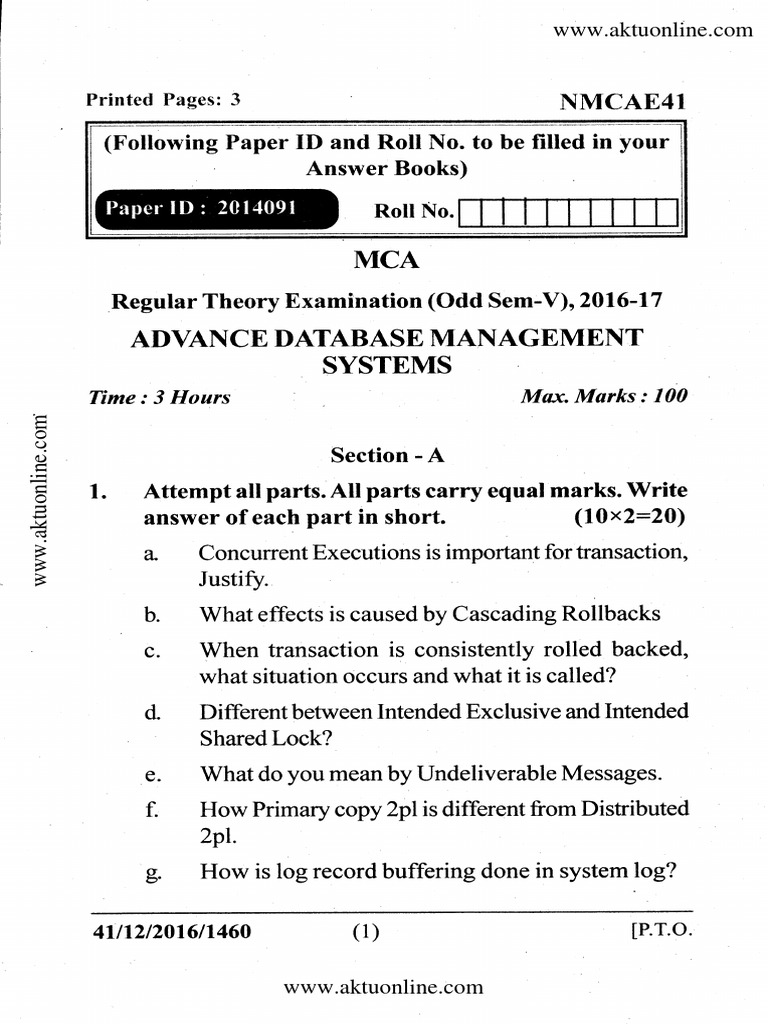 DDB University Paper PDF | PDF | Database Transaction | Databases