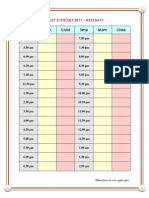 Daily Schedule Weekdays For 1 Child