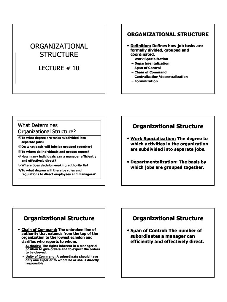 Organizational Organizational Structure Structure: Lecture # 10 Lecture ...