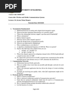 Tutorials-EEEE 4117 Wireless and Mobile Communications Systems