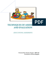 Techniques of Assessment and Evaluation