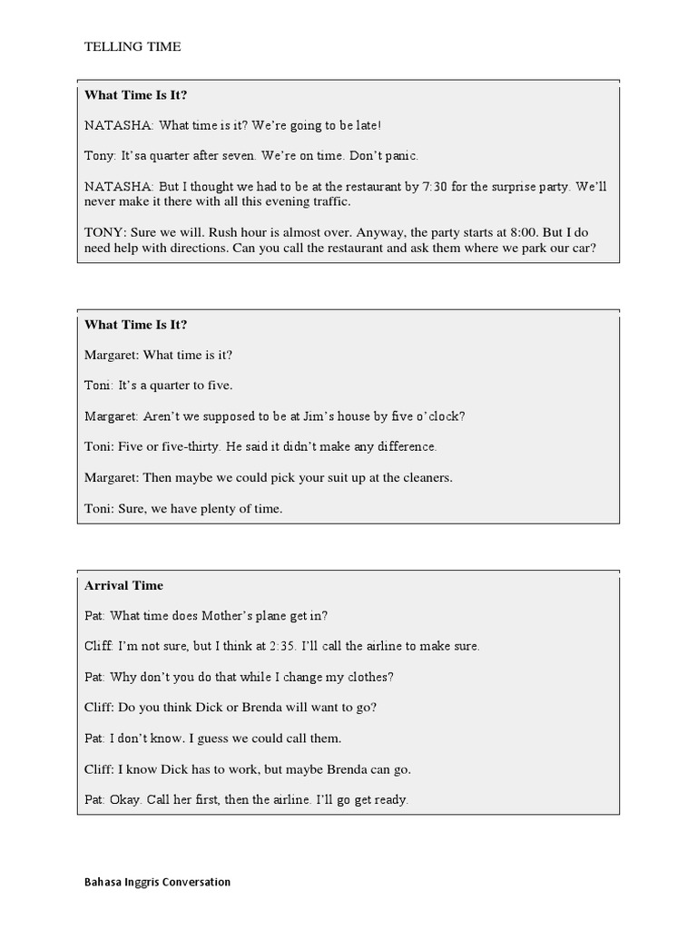 Conversations About Telling Time | PDF | Language Arts & Discipline
