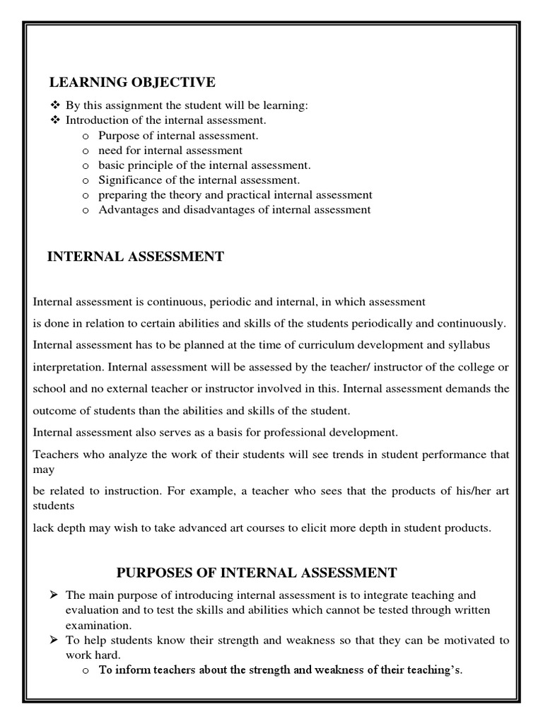 Understanding Internal Assessment in Education | PDF | Educational ...