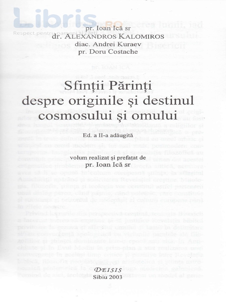 Sfintii Parinti Despre Originile Si Destinul Cosmosului | PDF