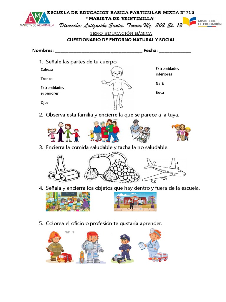 CUESTIONARIO DE ENTORNO NATURAL Y SOCIAL 1er Trim 2020 | PDF