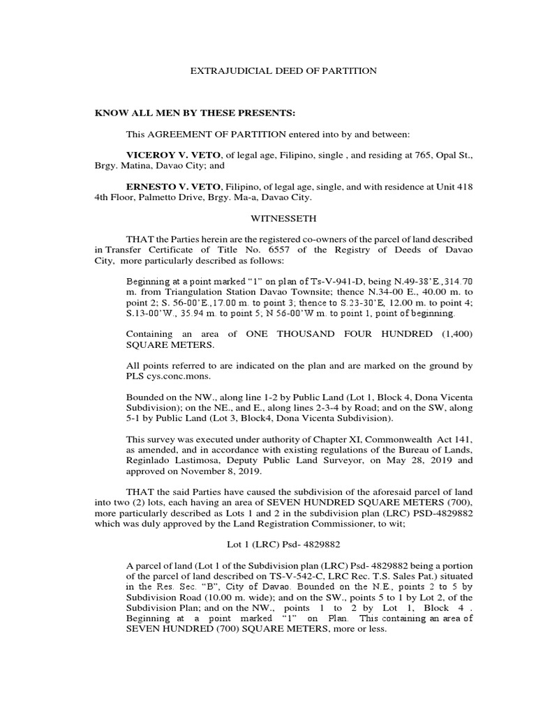 Ej Deed of Partition PDF Civil Law (Legal System) Common Law