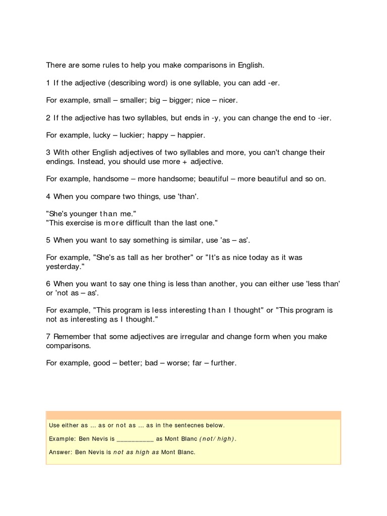 25 - Rules For Making Comparisons PDF | PDF | Adjective | Style (Fiction)