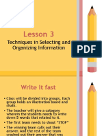 Lesson 3 Selecting and Organizing Information