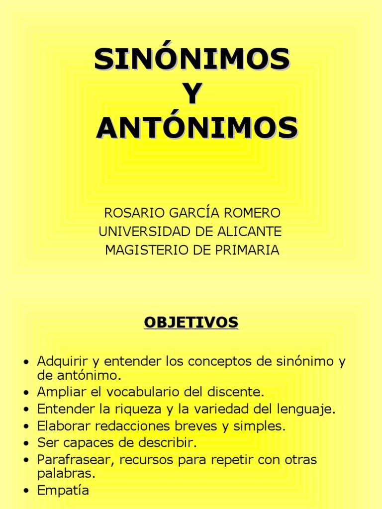 Rosario Garcia Romero Sinonimos Y Antonimos