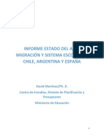 Informe Estado Del Arte Migración y Sistema Escolar en Chile, Argentina y España