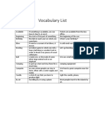 Vocabulary List