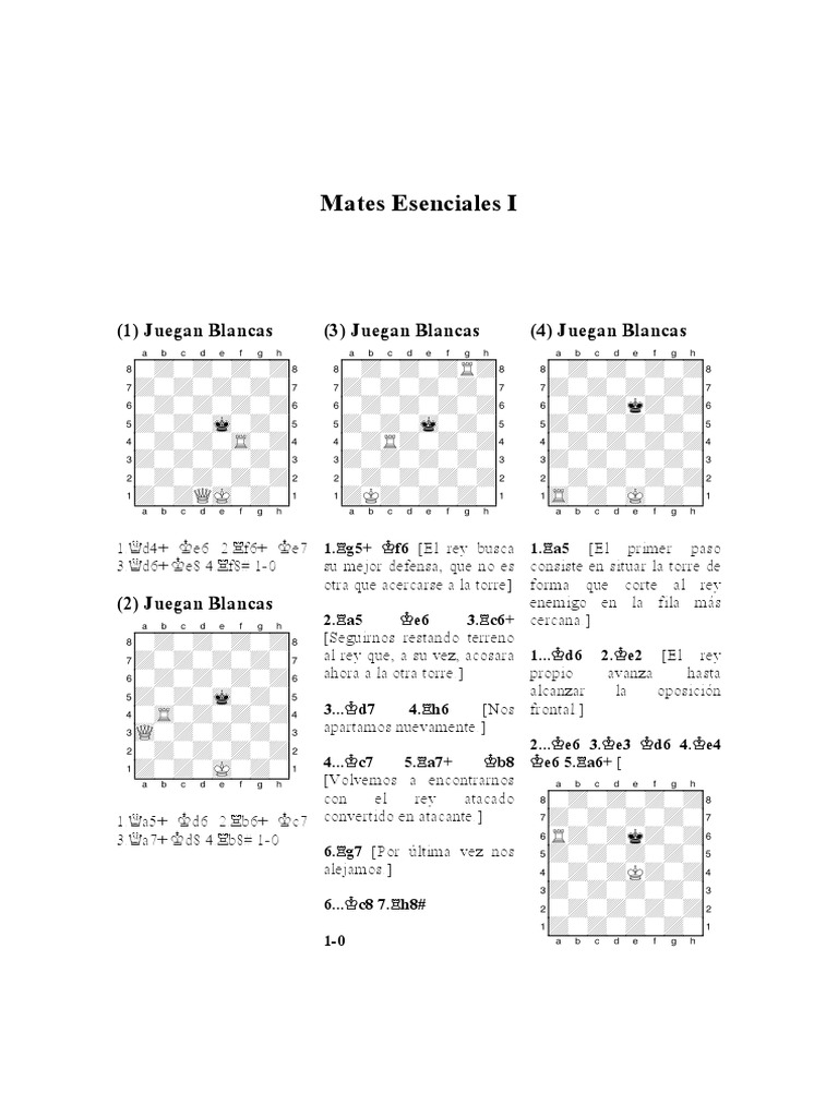 Ejercicios de Ajedrez: Mate en Pocas Jugadas | PDF | Ajedrez | Teoría ...