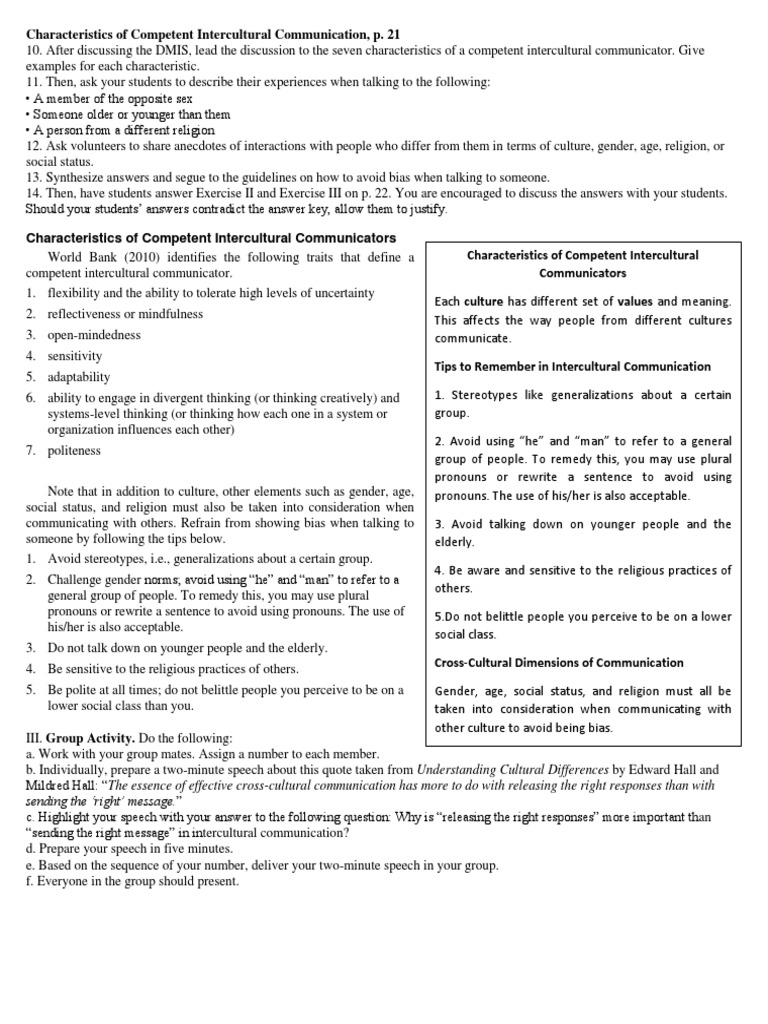 Traits of Competent Intercultural Communicators | PDF | Cross Cultural ...